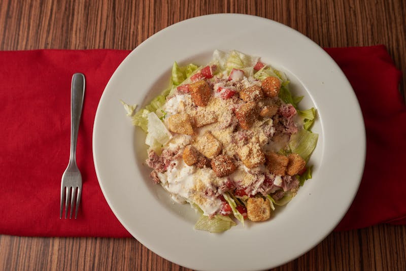 Classic Caesar salad with romaine and croutons