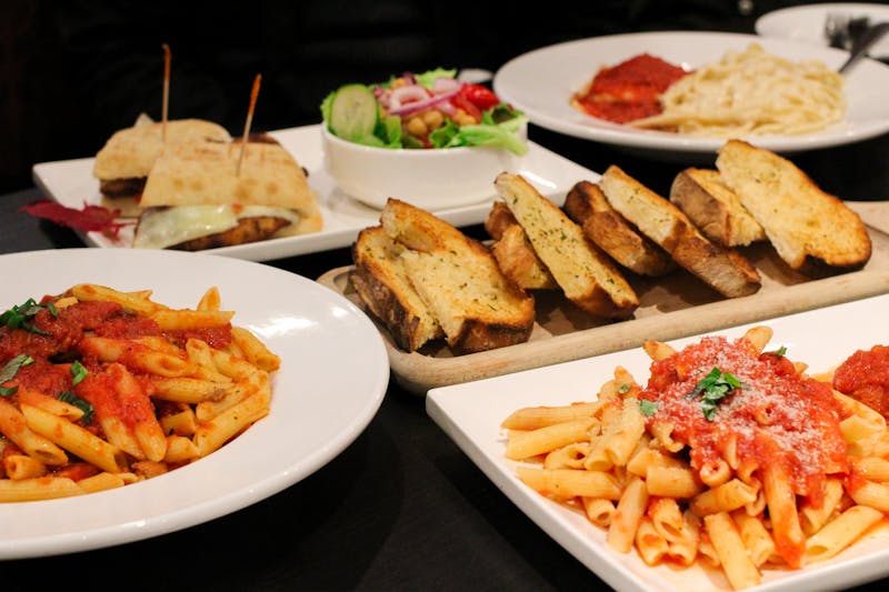Garlic knots with marinara dipping sauce